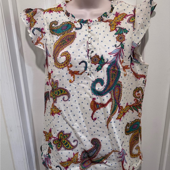 Talbots Multicolor Paisley Ruffle Blouse - Picture 1 of 5